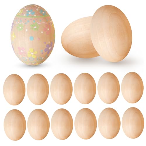 Oeufs en bois pour l'artisanat et nichoir de Pâques au design beige naturel