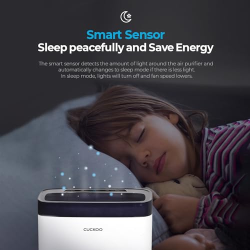 Image of CUCKOO Air Purifier for Home - HEPA Filtration Removes 99.9% Smog, Pollutants, PM Particles | Air Quality Indicator | Large Coverage Area upto 670 sqft | 8 Yrs Warranty (G-Tool (Navy Blue & White))