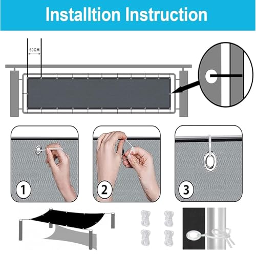 Toldo vela rectangular proteccion solar UV con ojales para camping exterior 8