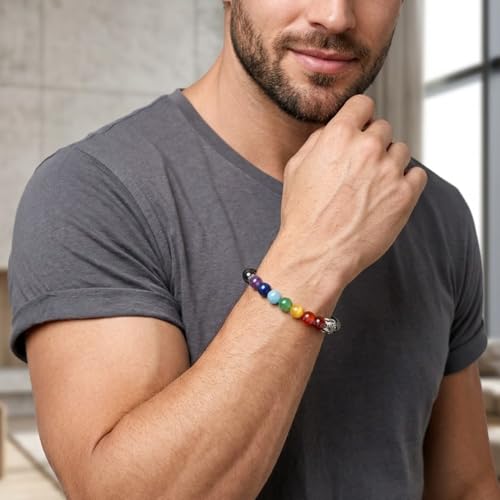 Image of Young & Forever Spiritual Master Collection: 7 Chakra Healing Crystal & Natural Stone Bead Bracelet for Men & Women - Reiki, Yoga, Meditation & Stress Relief Energy Jewelry