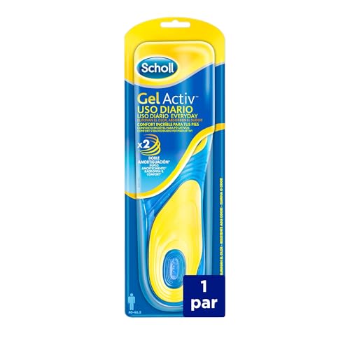 Scholl GelActiv Einlegesohlen für Herren aus Gel für den täglichen Gebrauch, Komfort für den ganzen Tag, 2er-Pack, Größe 40-46,5