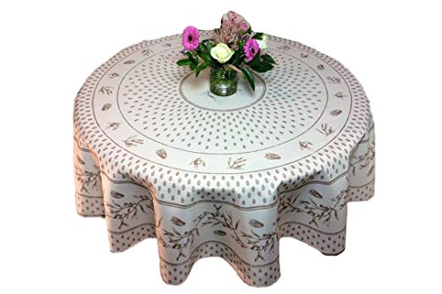 KGS Nappe Provençale Ronde Anti-tâche 180 cm Cigale Olive Marron