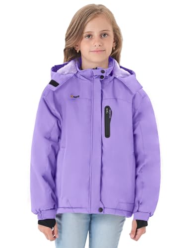 GEMYSE Girl's Waterproof Ski Snow Jacket Hooded Fleece Lined Windproof Winter Jacket4