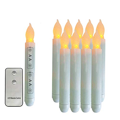 Youngerbaby Conjunto de 12 mini velas cônicas de LED operadas por pilhas, velas cônicas sem chama pa