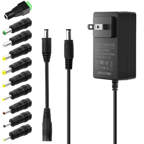 9V 2A Power Adapter DC 9V Power Cord Universal Power Supply AC 100-240V to DC 9 Volt 2 Amp 2000mA 1500mA 1000mA Adapter with 5.5x2.5mm&More 10 Tips for Speaker Cooling Fan Security Cameras