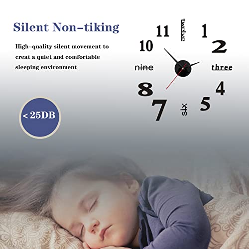 Aicoodar 10-20 Inch Diy Wall Clock, Frameless Silent Non Ticking Modern Home Decor Wall Clock With Wall Sticker For Living Room Bedroom Office Classroom And Kitchen（Black） #TOP4