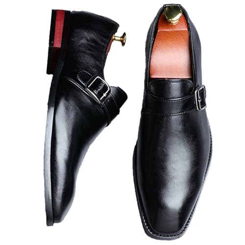 Men's Leather Monk Buckle Formal Oxford Shoes Round Toe Slip-On Fashion Low Top Casual Business Formal Shoes3