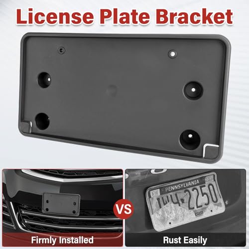 Image of License Plate Bracket Accessories for Chevrolet Chevy Traverse 2013 2014 2015 2016 2017, Front Bumper License Plate Holder Replacement Frame Black Mount