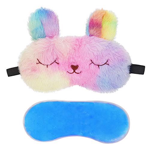 Image of Jenna Cute Fur Gel Sleeping Eye Shade Mask Cover for Insomnia, Meditation, Puffy Eyes and Dark Circles Bunny multi