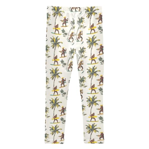Girls Leggings Soft Toddler Ankle Length Bottoms Palm Trees Bigfoot Kids Dance Yoga Pants 4-10 Years2
