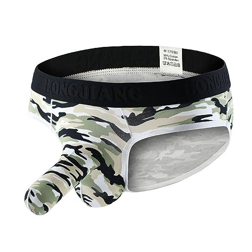 Men's Elephant Nose Underwear Pouch Camo Print Bikini Briefs