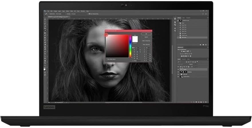 Lenovo ThinkPad P14s Gen 2 displaying image editing software