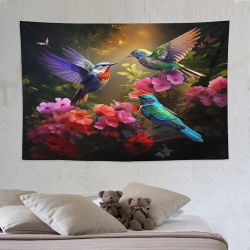 Tapisserie oiseau mignon salon bohème grand format tenture murale chambre