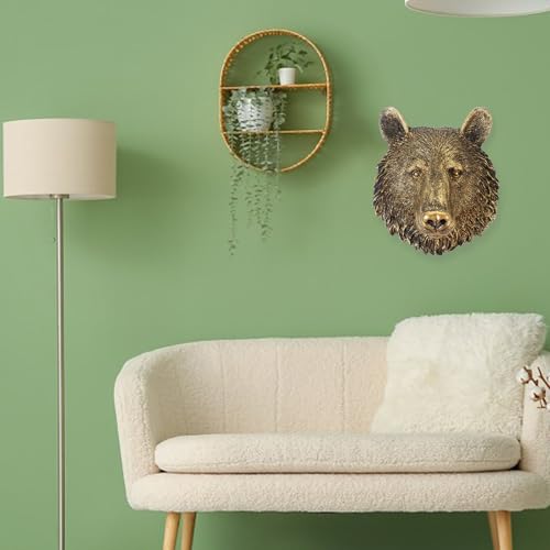 Sculpture tête d'ours en résine TOKIDNY avec détails fins pour une ambiance artistique unique
