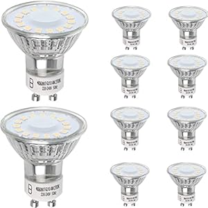 KEPLIN GU10 LED-Leuchtmittel, 10 Stück, entspricht 50 W Halogenlampe, 4 W 350 lm, warmweiße Beleuchtung, 2700 K, 120° abgewinkelter Strahl, spart Rechnungen [Energieklasse A++]