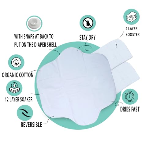 Image of Ambaby Cloth Diapers Combo Pack Quick Dry Comfort Gots Certified Free Size Button Adjustable, Washable, Reusable, Multilayered Cotton Pads And Boosters, Sea Sailor And Cup Cake Printed - Pack Of 2