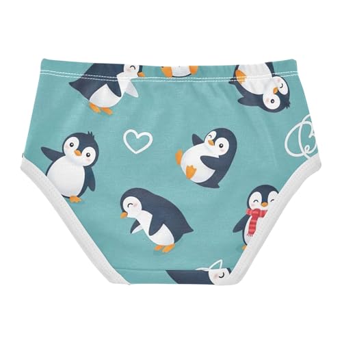 Cotton Toddlers Underwear Floral Cute Cartoon Penguins Teal Blue Panties Little Girl Print Undies Kids Briefs 2t2