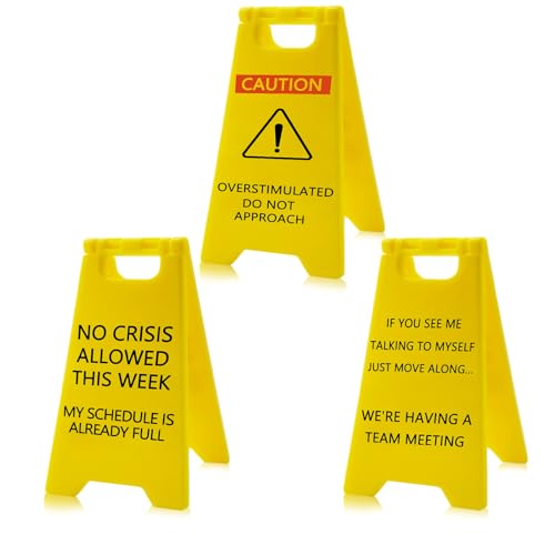 3 Pcs Funny Office Desk Accessories Do Not Overstimulated Warning Sign Mini Prank Humorous Gifts For Coworkers Boss Friend Men Women The Team Meeting Office Decor Teacher Desks Ornament Plaque