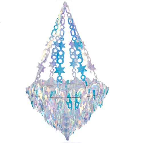 Image of Hanging Decorations Iridescent Chandelier Shaped Foil Ceiling Hanging Ornament for Bridal Shower Wedding Birthday Frozen Theme Party Fairy Princess Rainbow Show Decoration