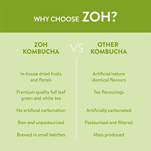 Image of Zoh Probiotics Jasmine Kombucha | Green Tea With Detoxifying Acids, And Digestive Enzymes. Raw, Unfiltered, And Unpasteurized With Mother. Made With Real Jasmine Flowers(330 Ml, Pack Of 3)