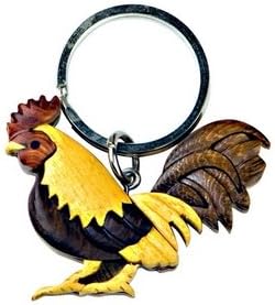 Handmade Wooden Rooster Keychain