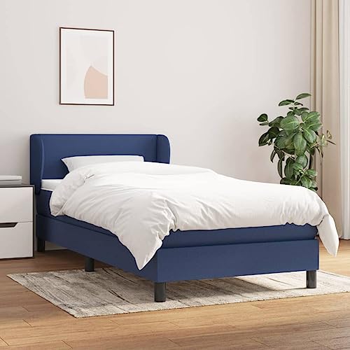 Snsowed Cama Box Spring con colchón, Somier, Estructura Cama, Bases De Cama, Cama Mueble, Camas es, Marco De Cama, Bed Frame, Tela Azul 80x200 cm