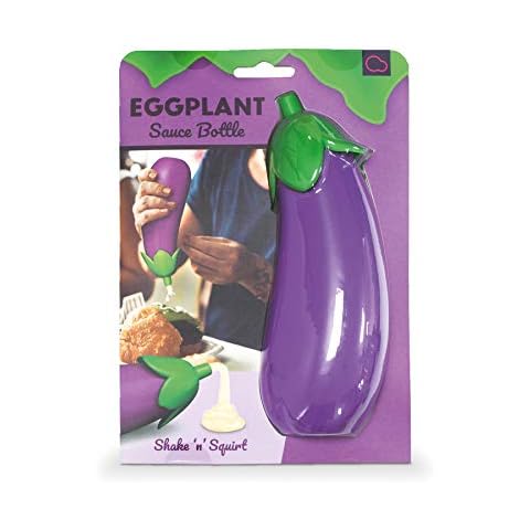 Eggplant Sauce Bottle - Emoji-Inspired Sauce Bottle - Kitchen Accessories - 1.16 fl oz BPA-Free Mayonnaise & Ketchup Bottle - Dishwasher Safe Cover