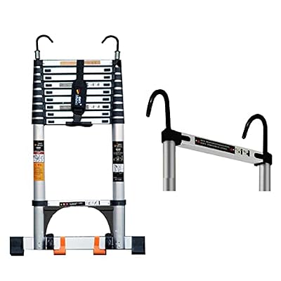 Telesladder 3.5M/4M/4.7M/5.5M/6M Retractable Ladder with Hooks, Industrial-Grade Telescoping Ladders for Home/Office/Work/Rooftops, Max Load 330Lbs/3.5M/11.5Ft