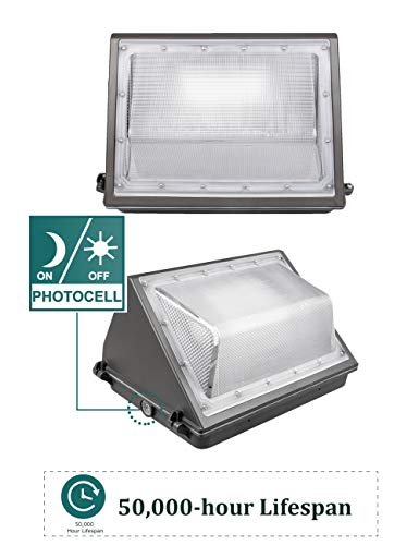 (4 Pack) 60W LED Wall Pack with Dusk-to-Dawn Photocell, IP65 Waterproof Outdoor Lighting Fixture, 200-300W HPS/MH Replacement, 7200lm 5000K 100-277Vac ETL&DLC Listed 10-Year Warranty by Kadision