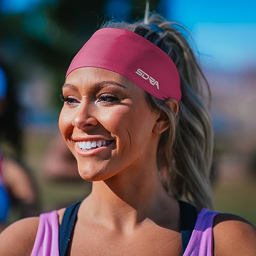 Image of Suddora Solid Color Wide Headband /Sweatband (Made in USA) - Workout, Football, Soccer, Yoga (Pink)
