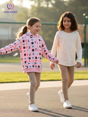 Image of WELAKEN Girls and Toddlers' Pullover Printed Hoodie Sweatshirt with Kangaroo Pocket