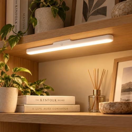 Image of 30cm Magnetic Rechargeable LED Light, Touch-Control Dimmable Under Cabinet Lamp with Multiple Light Modes for Wardrobe, Kitchen, Makeup Mirror and Car Interior