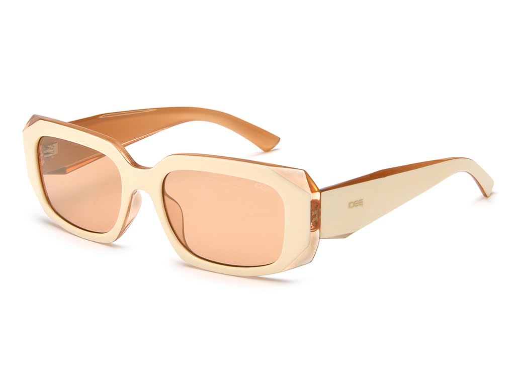 IDEE Gafas de sol 100% protectoras UV para mujer con montura de policarbonato brillante marrón claro-blanco | Talla – M con lentes marrones 54