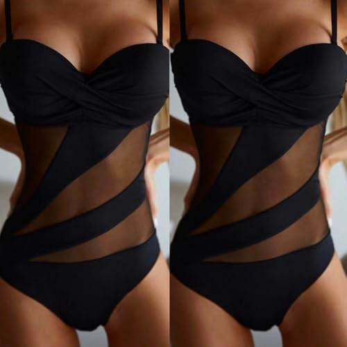 Conjunto de traje de baño de dos piezas para mujer con malla frontal 3