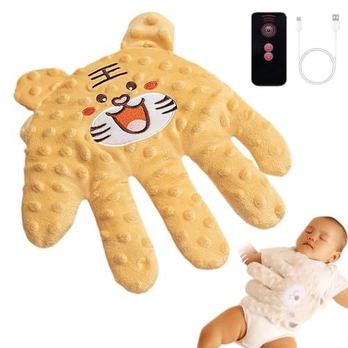 Image of Baby Soothing Palm, Baby Patter for Sleep, Baby Startle Prevention Hand Glove Electric Baby Hand Pillow Red Bean Filling Cute Baby Soothing Palm for Newborns Baby Girl Baby Boy (Yellow Tiger)