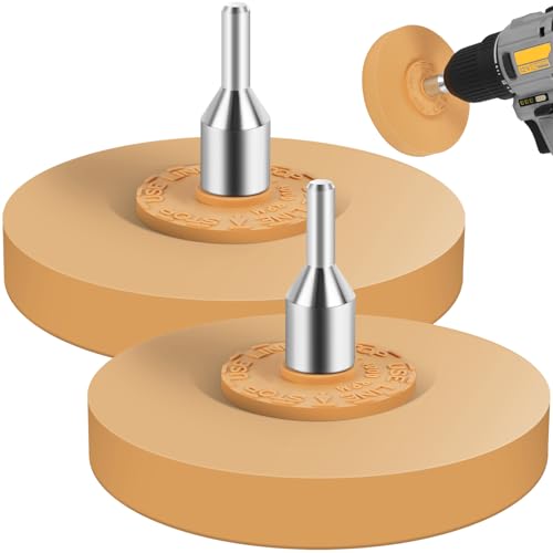 2PCS Decal Remover Eraser Wheel Tool Kit with Adapter4inch Rubber Power Drill Attachment Car Adhesive, Pinstripe, Sticker, Vinyl Removal Tool Set with Drill Adapter for Removing Decals Stripes Tape
