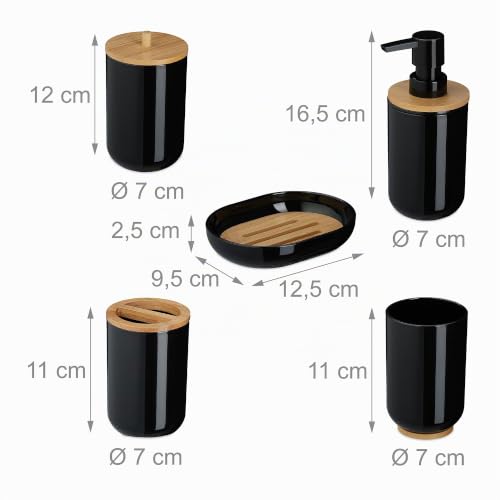 Set de accesorios de baño Relaxdays de 7 piezas en bambú y plástico 6
