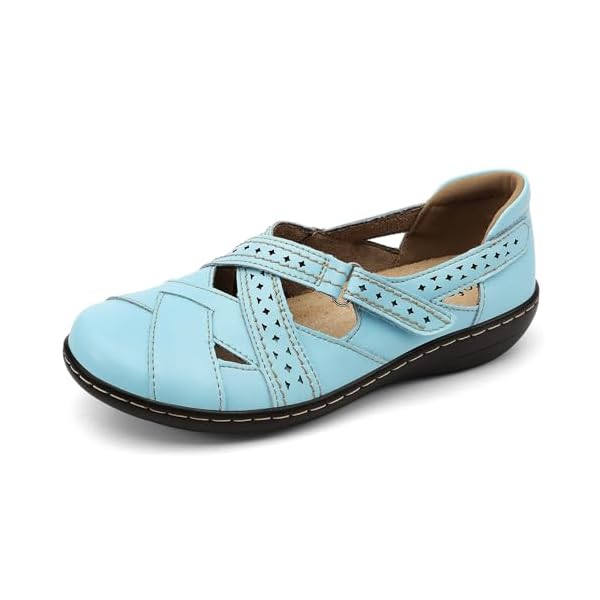Irrefour Women's Classic Genuine Leather Casual Loafer Cute Slip-On Fashion Closed Toe Flat Sandal Comfy Work Sandal Everyday Walking Shoe - Image 3