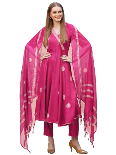 Image of ANNI Designer Rayon Blend Women Kurta Set with Pant & Dupatta
