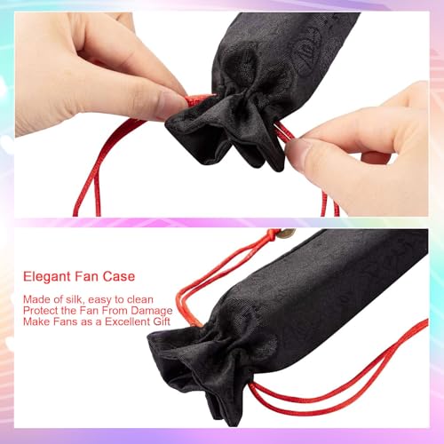 Image of Maitys Large Rave Fan Folding Handheld Fans 13'' Clap Fans for Line Dancing Clack Fan Holographic Festival Accessory for Martial Art Gift Performance, Includes 2 Pouch