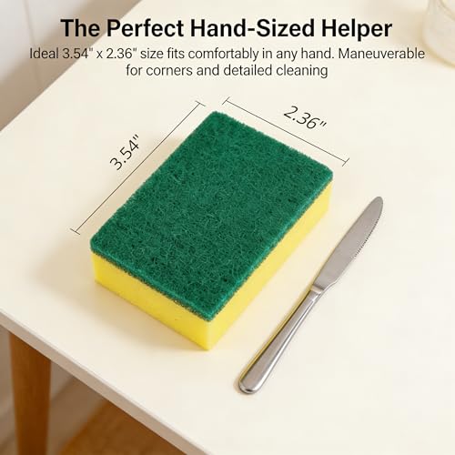 Image of 12Pcs Dish Sponge Scrubber, Kitchen Sponges for Cleaning, Sponge Scrub Cloth, Multi-Surface Safe Non-Scratch Dishwashing Sponge, Suitable for Dishes, Pots, Pans, Countertops and Bathroom Cleaning