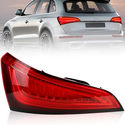 KAKSEY LED Tail Light Assembly Compatible with Audi Q5 2013 2014 2015 2016 2017, Brake Rear Lamp with Yellow Signal Replace 8R0945093D (Left Driver Side) Cover