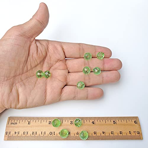 Image of 10mm Rondelle Peridot Glass Beads for Jewelry Making, 200pcs Faceted Briolette Crytal Spacer Beads for Bracelet Necklace Earring