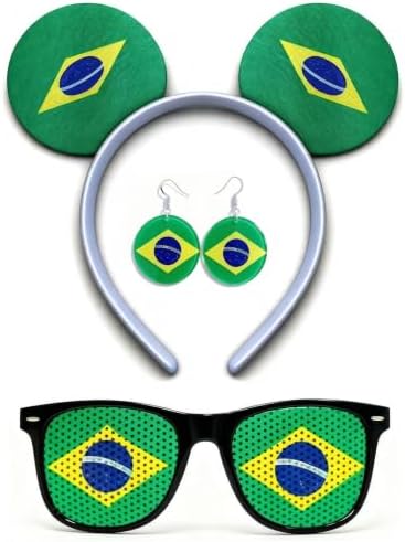 Maillarden 2026 World Cup Party Fan Accessories Set, Includes Headbands, Earrings, Tattoo Stickers and Novelty Glasses (BRA)