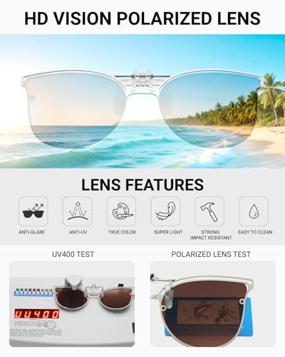 LUFF Polarized Women Clip-On Driving Sunglasses With Flip Up Function-Suitable, Vintage Cat Eye Outdoor Sunglasses for Ladies3