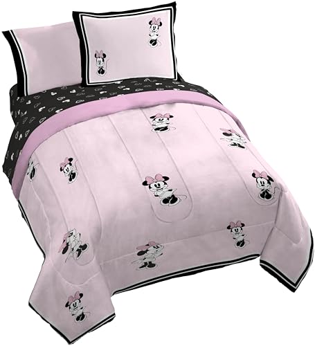 Jay Franco Kids Comforter Set Includes Sheets and Pillow Covers - Soft and Cozy Bed Set for Stylish Room Decor Official Licensed Bedding Multi - Minnie Mouse 7 Piece Queen