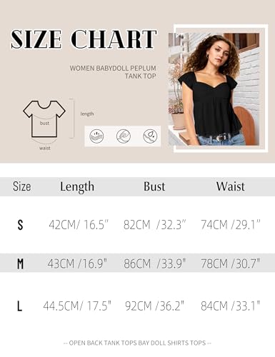 Women Babydoll Peplum Tank Top Sweetheart Neck Ruffle Cap Sleeve Tank Tops Backless Smocked Shirts Flowy Tops3
