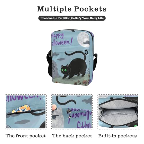 KLL Halloween Black Cat messenger bag for men Vegan Leather Shoulder Bag For Woman Shopping Shoulder Handbags2