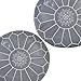 Lot de 2 poufs marocains en cuir fait à la main pour meubles de salon et décoration de la maison, repose-pieds de sol, chaise ronde bohème, repose-pieds tabouret, gris non rembourré
