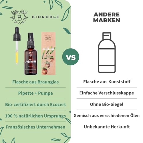 Jojobaöl von Bionoble, 50ml, Bio, 100% rein und kaltgepresst